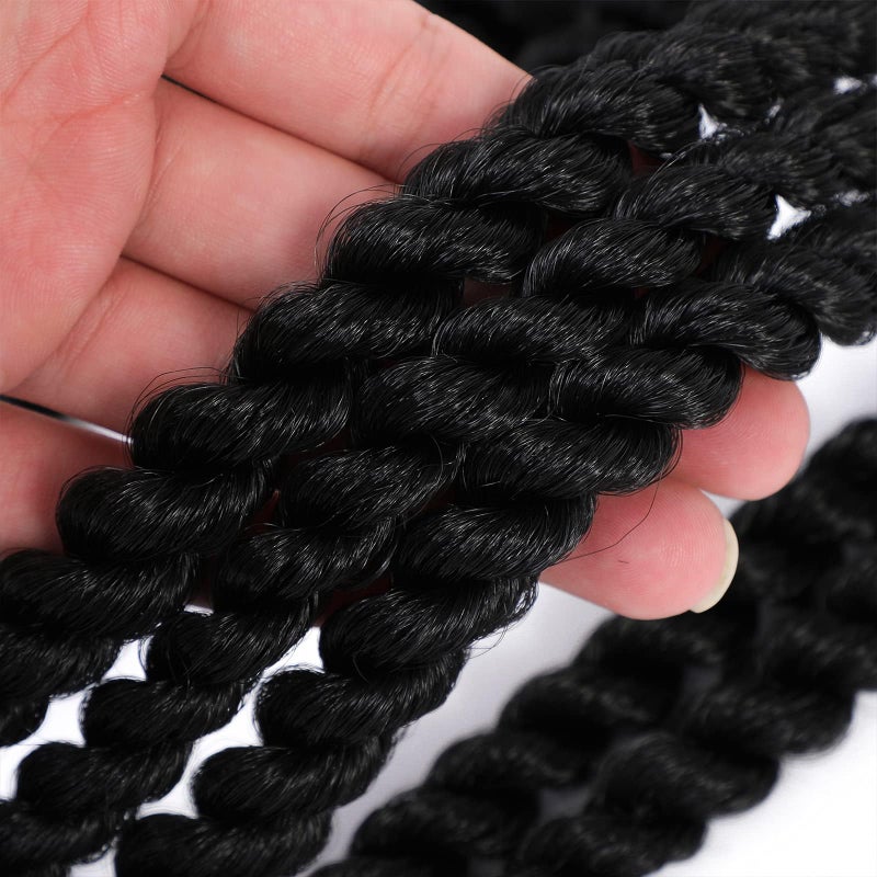 Admutty Havana Twist Crochet Hair 6 Packs 18 inch Braids Senegalese Braiding (1B) - Image 4